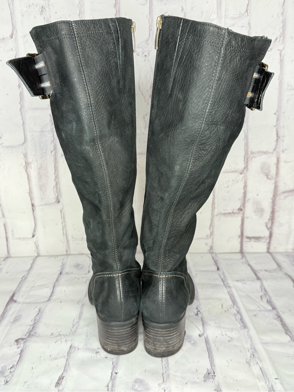 Paul Green Kendra Knee High Riding Boots Sz 7.5 Black Leather Equestrian Renfair - Picture 4 of 13